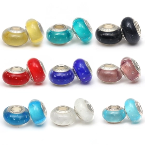 DIY Glass Bubble Beads Large Hole Silver Plated Alloy Core Charms For Women Bracelet Jewelry Making Accessories Multicolor