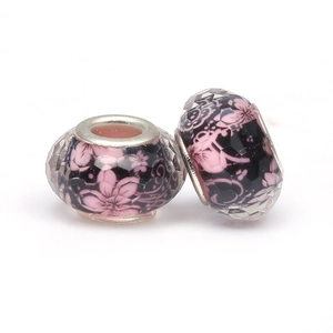 DIY cherry blossom faceted beads with floral patterns for minimalist charm bracelets