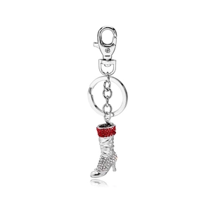Hollow Rhinestone High Heel Boot Keychain For Women Alloy Metal Car Key Ring Bag Pendant Decorative Jewelry Accessories