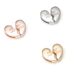 Best Friend Heart Split Charms For Mesh Bracelet Alloy Stainless Steel Silver Plated DIY Jewelry Making Pendants Gift