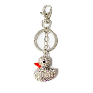 Porte-clés canard classique serti de cristaux brillants pour sacs et décorations de voiture