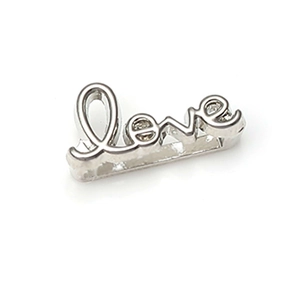 Silberner Edelstahl Love-Anhänger mit polierter Oberfläche für Uhrenarmband oder Armband