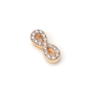 Infinity symbol charm in rose gold with pavé cubic zirconia for mesh slider bracelets