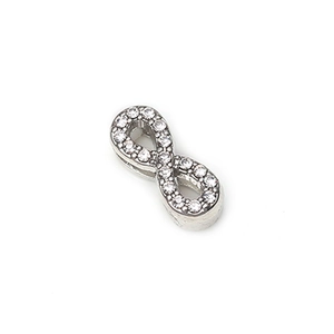 Infinity charm for mesh bracelets featuring sparkling pave set cubic zirconia stones