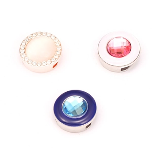 Alloy Rhinestone Round Slider Charm For Strap Bracelet DIY Jewelry Making Accessories Fashion Women Bracelet Component