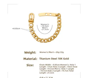 Größentabelle für klobige Armbänder aus 18K vergoldetem Titanstahl für Damen und Herren