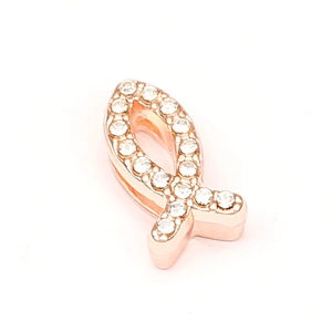 Ciondolo pesce Ichthys oro rosa con cristalli di zirconia per braccialetti fai-da-te