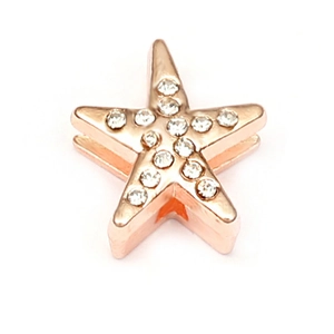 Charm a stella in oro rosa con cristalli per bracciali in acciaio inossidabile