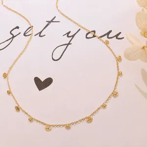 18k gold plated titanium steel choker featuring multiple evil eye charms on a white background