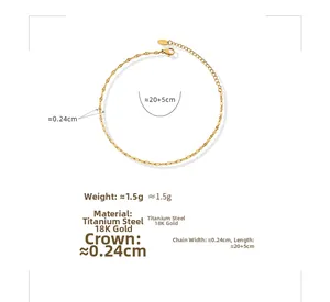 Detailed view of 18K gold plated titanium steel leaf chain with adjustable extension