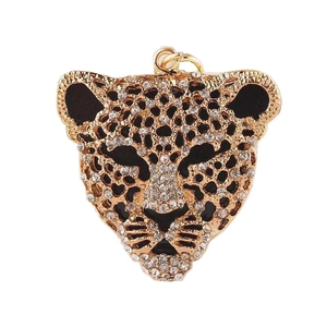 Luxuriöser Legierung Strass Leopard Kopf Schlüsselanhänger Mode Tier Design Tasche Charm Für Handtasche Schlüssel Unisex Geschenk