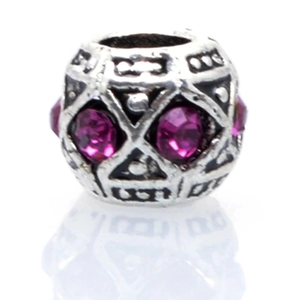 Vintage Alloy Rhinestone Big Hole Bead Charms For DIY Bracelet Making Retro Geometric Pattern Bead Jewelry Accessories