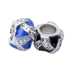 Cuentas de Aleación Plateadas con Esmalte y Strass para Creación de Pulseras DIY Cuentas Charm Flor Agujero Grande Joyería de Moda para Mujer