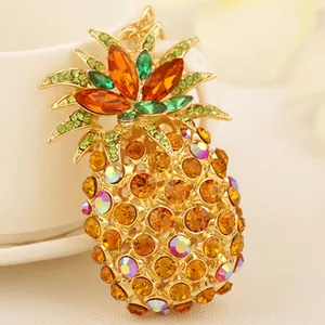 Creative Rhinestone Pineapple Strawberry High Heels Wings Starfish Ladybug Keychain For Women Bag Charm Pendant Jewelry