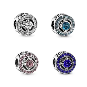 Perles Rondes Creuses en Alliage Motif Oeil Ciel Étoilé Charme en Émail Avec Strass Pour Bracelet DIY Bijoux Femme