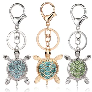 Creative Sea Turtle Keychain For Women Men Zinc Alloy Rhinestone Inlaid Animal Bag Pendant Car Key Ring Gift Accessory