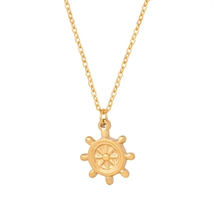 Collier minimaliste en or 18 carats avec pendentif en forme de gouvernail