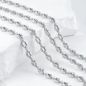 Cadena de Eslabones de Grano de Café de Acero Inoxidable para Hacer Joyas DIY Accesorios de Artesanía para Collar Pulsera