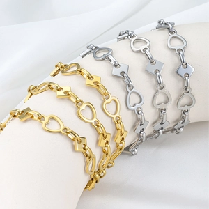 Catena a Maglie Quadrate a Cuore in Acciaio Inossidabile per Creazione di Gioielli DIY Collana Fatta a Mano Bracciale Accessorio Catena Lucida Color Oro Acciaio