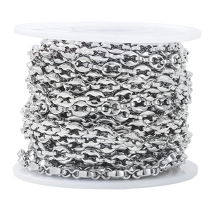 Carrete de cadena de eslabones de grano de café en acero inoxidable para joyería DIY