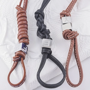 Pendentifs en cuir haut de gamme avec boucles initiales argentées F E Y pour sacs et DIY