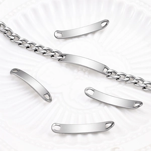 Roestvrij Staal Gebogen ID Plaat Hanger DIY Sieraden Maken Accessoires Connector Voor Armband Ketting Ambachten Effen Metalen Plaat