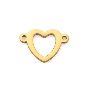 Gepolijste gouden roestvrijstalen hartconnector voor DIY ketting en armband maken