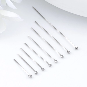 Various sizes of stainless steel ball head pins for DIY jewelry making in silver finish