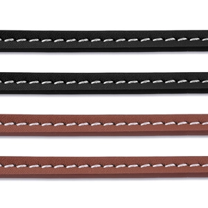 Cordón de cuero premium con costura blanca en negro y marrón para joyería DIY