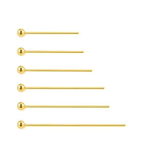 Polished gold plated stainless steel ball pins in six sizes for DIY jewelry making