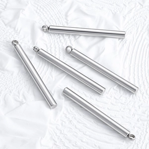 Polierter Edelstahl Zylinderstab Anhänger Minimalistischer Geometrischer Stab Für Halskette Ohrring DIY Schmuckherstellung Zubehör