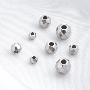 Polished silver hammered stainless steel beads for DIY jewelry making accessories