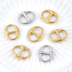 Ciondoli ovali lucidi oro e argento stile naso di maiale per creazione gioielli DIY