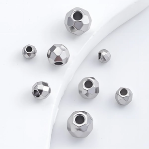 304 Stainless Steel Hammered Beads DIY Jewelry Making Accessories Round Polished Spacer Beads For Necklace Bracelet Unisex