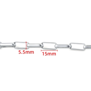 Silver stainless steel paperclip chain DIY link 15x5.5mm size for jewelry making