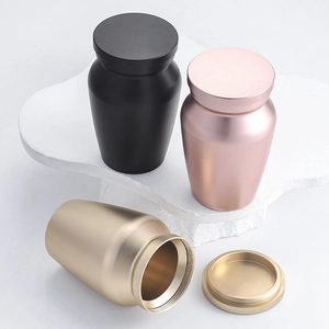 Urnes commémoratives en métal noir, or rose et champagne avec couvercles à vis sûrs