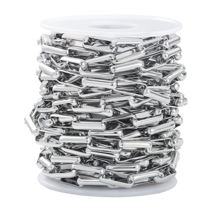 Polished silver stainless steel paperclip chain spool for DIY jewelry necklace making