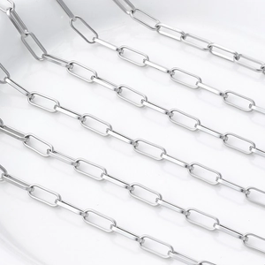 Polished silver stainless steel paperclip chain necklace for DIY jewelry making and craft