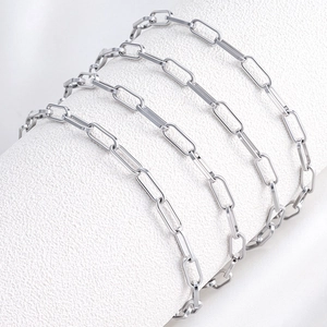 Polished silver stainless steel paperclip chain necklace for DIY jewelry making