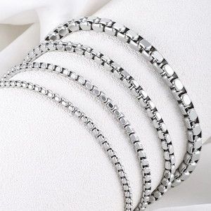 Polished Stainless Steel Box Chain Four Sided Square Pearl Chain For DIY Jewelry Making Necklace Bracelet Findings Crafts