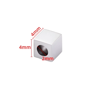 Cuenta de cubo de acero inoxidable pulido de 4mm con agujero central de 2mm para joyería DIY