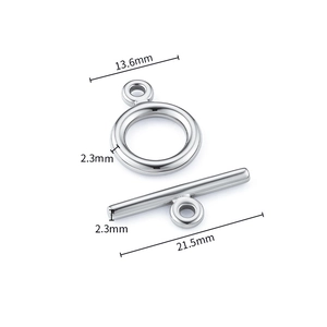 Polished stainless steel OT toggle clasp for DIY jewelry with size dimension markings