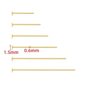 Chiodini a T in acciaio dorato in 6 misure per gioielli fai da te con filo da 0,6 mm