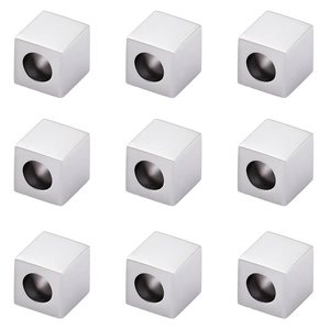 Cuentas de cubo de acero inoxidable pulido de 4mm con agujero para joyería DIY