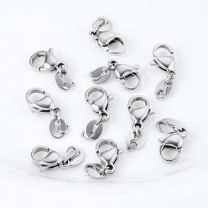 Stainless Steel Lobster Clasp With Lip Tag Connectors For DIY Necklace Bracelet Jewelry Making Findings Accessories Smooth Polished