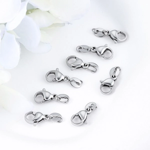 Polished S925 sterling silver lobster clasps for jewelry making in minimalist white layout