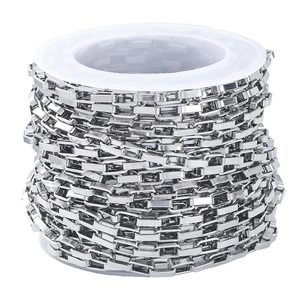 Silver stainless steel rectangular link chain roll for DIY necklace making jewelry