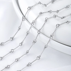 Chaîne à Barres en Acier Inoxydable Embossée Accessoires de Fabrication de Bijoux DIY Chaîne à Maillons Argentée