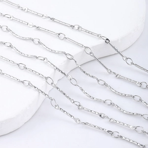 Cadena de Elaboración de Joyas DIY de Acero Inoxidable 304 Eslabones de Barra Recta Curva Repujado para Accesorios de Collar