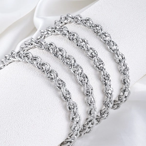 High-polished silver stainless steel rope chain for DIY necklaces and bracelets